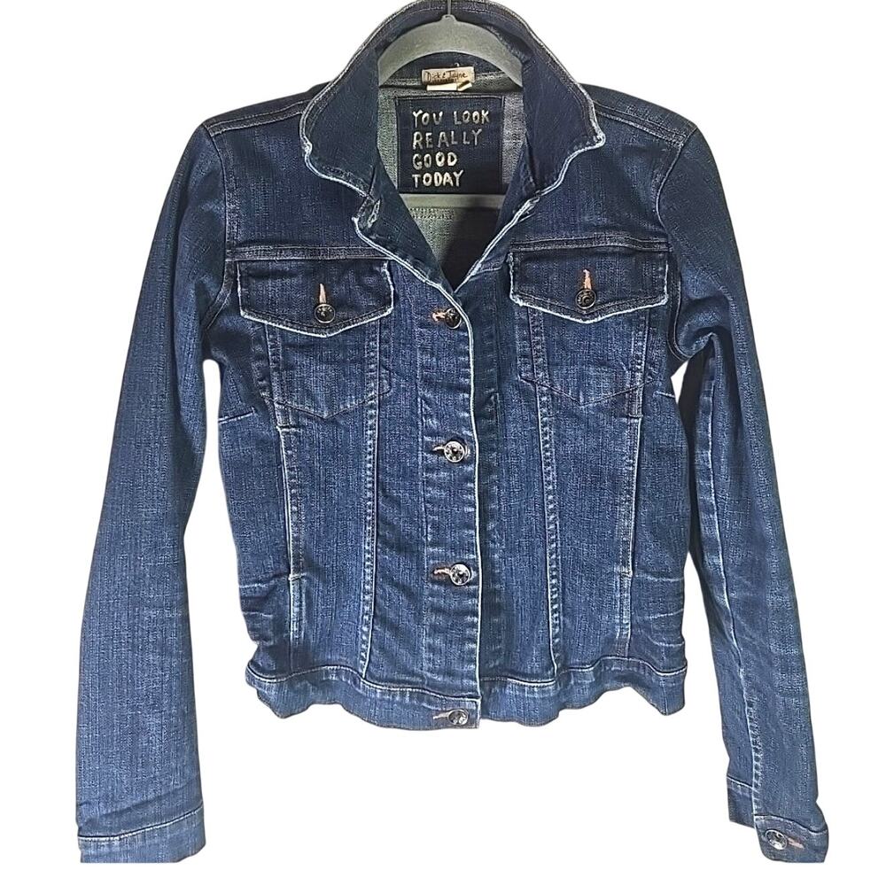 Dick & Jayne Stretch Denim Jean Jacket Womens Small Buttoned Down Preppy